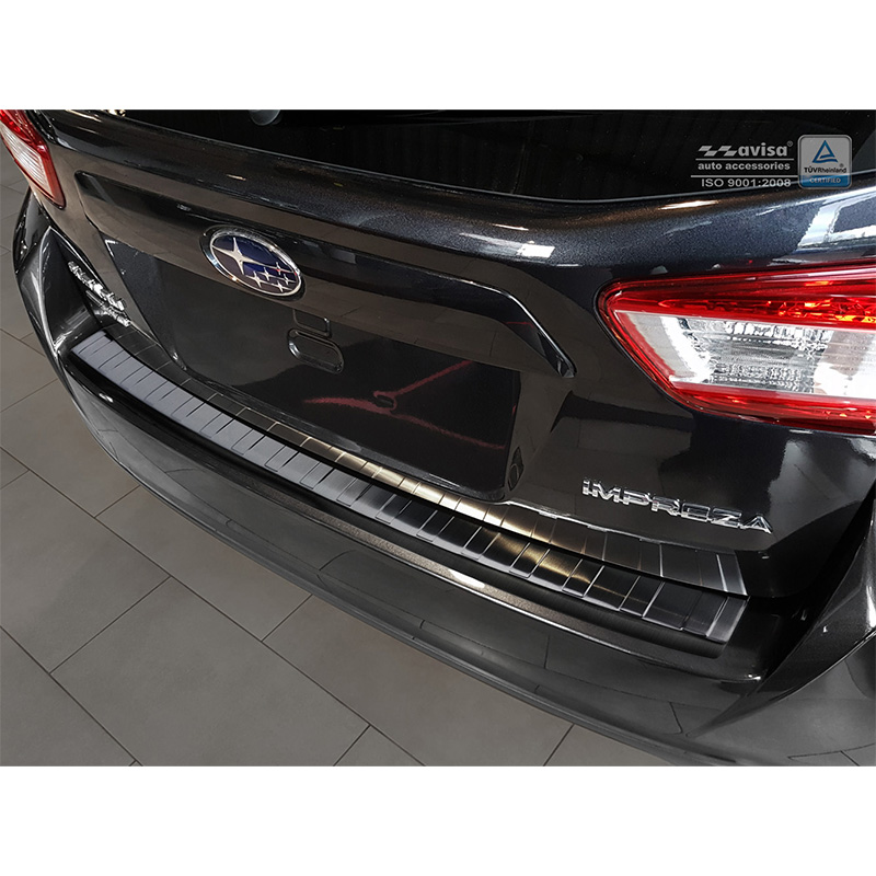 Black Stainless Steel Rear bumper protector  Subaru Impreza V (GT) 5-doors 2017- 'Ribs'