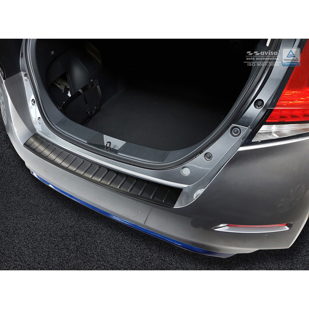 Black Stainless Steel Rear bumper protector  Nissan Leaf II 2017-2021 & FL 2021- 'Ribs'