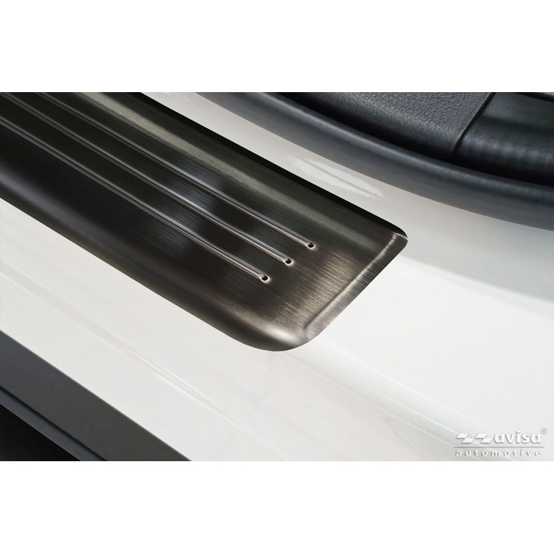 Avisa Black Inox door sill protectors  Mazda CX-80 (KL) 2024- - 'Lines' - 4-pieces