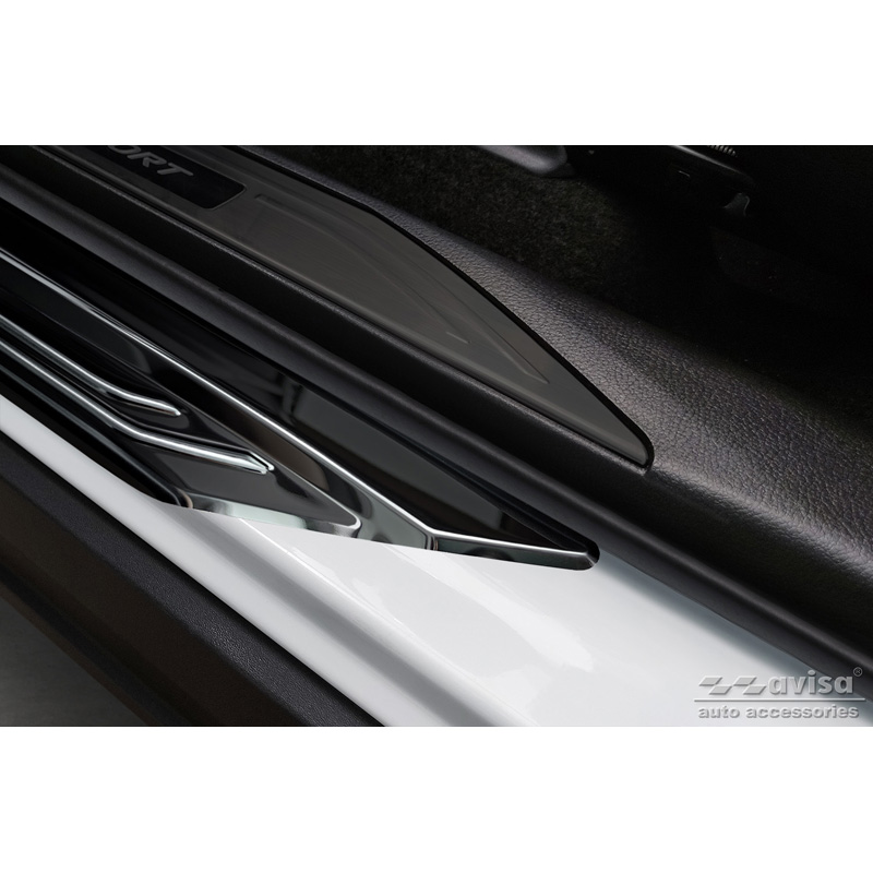 Black Stainless Steel Door sill protectors  Lexus NX II 2021- 'Lines'  - 4-pieces