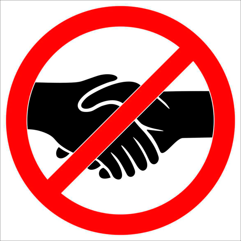 Sticker Hand shaking forbidden - 32cm