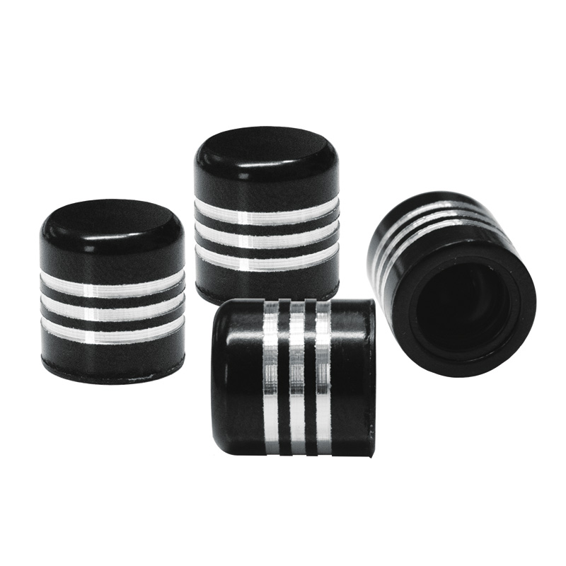 Simoni Racing Valve Caps Line - Black/Aluminium - 4 pieces