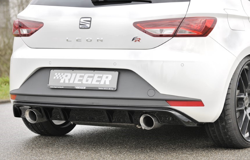 Diffuser passend voor Seat Leon F5 FR Rieger sportuitlaat links + rechts glans zwart