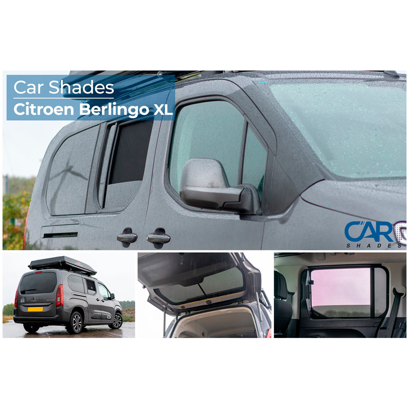 Set Car Shades  Citroen Berlingo XL / Peugeot Rifter / Opel Combo Life / Toyota Proace City 2018- (only with fixed tail gate window) (6-pieces)