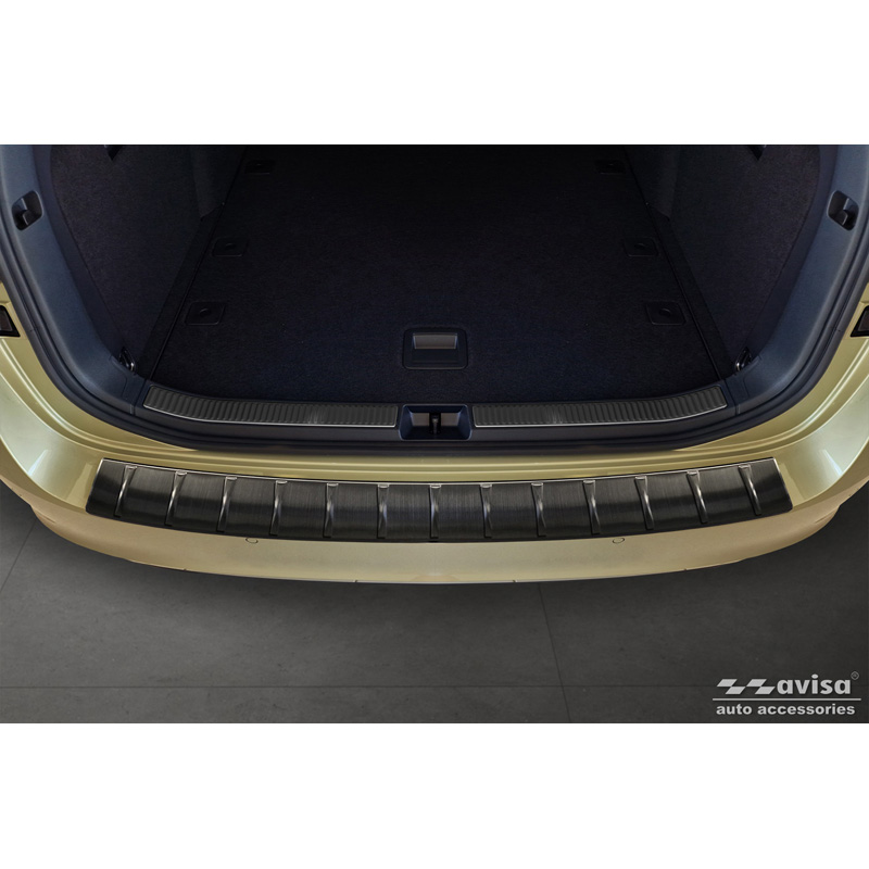 Black Stainless Steel Rear bumper protector  Skoda Superb IV Combi 2023- 'Ribs'
