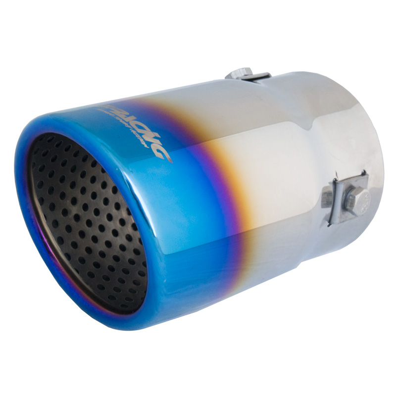 Simoni Racing Exhaust Tip Round/Slanting Inox/Titanium - Ø76xL128mm - Installation 43->67mm