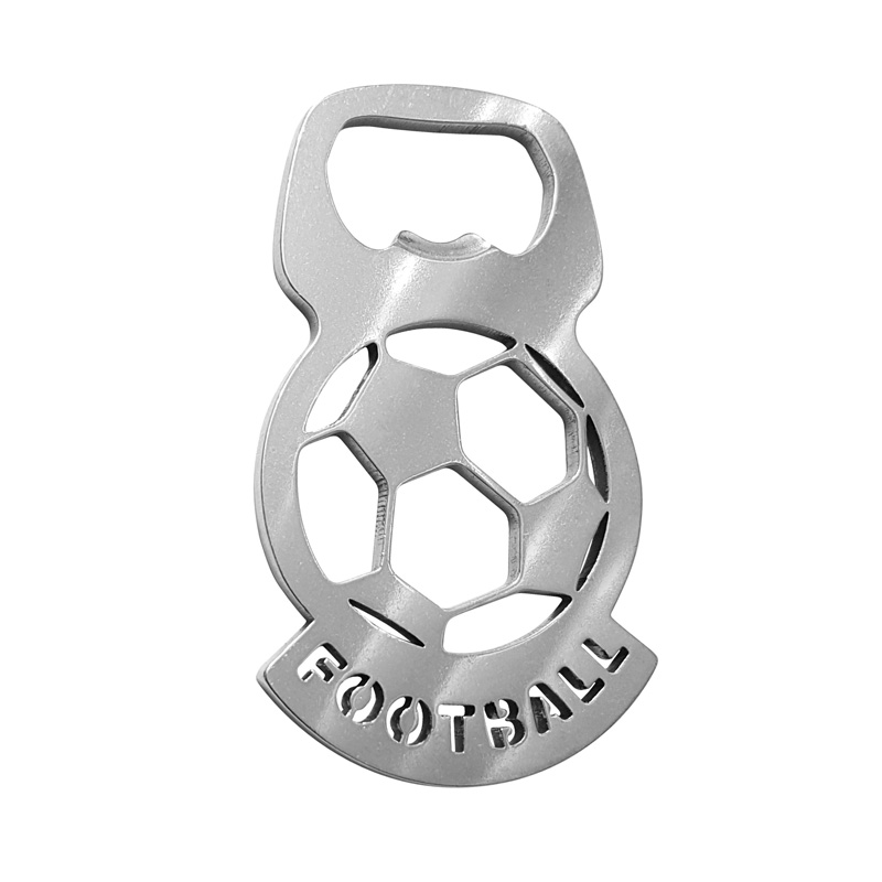 Stainless steel bottle opener - 'FOOTBALL' (silver)