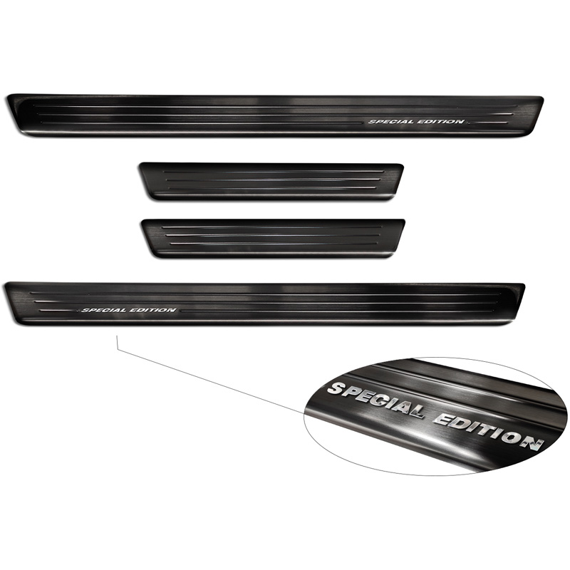 Black Inox door sill protectors  Skoda Enyaq iV 2020- - 'Special Edition' - 4-pieces