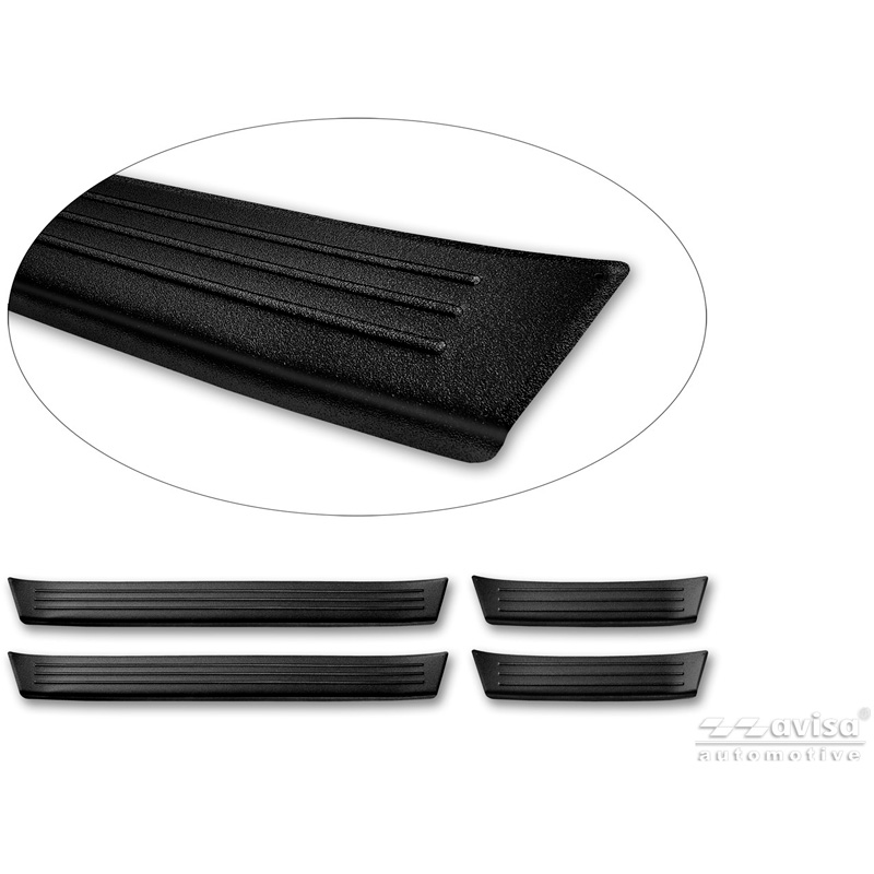 Avisa Matt Black Inox door sill protectors  Fiat Grande Panda (328) 2025- - 'Lines' - 4-pieces