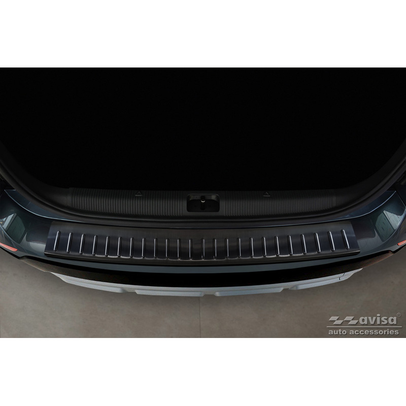Black Stainless Steel Rear bumper protector  Skoda Yeti 4x4 Outdoor version/Adventure 2013-2015 & Facelift 2015-2017 'Ribs'