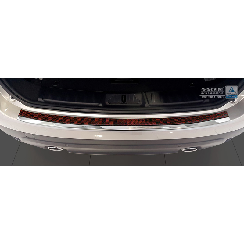 Stainless Steel Rear bumper protector 'Deluxe'  Jaguar F-Pace 2016-2020 & FL 2020- Chrom/Red-Black Carbon
