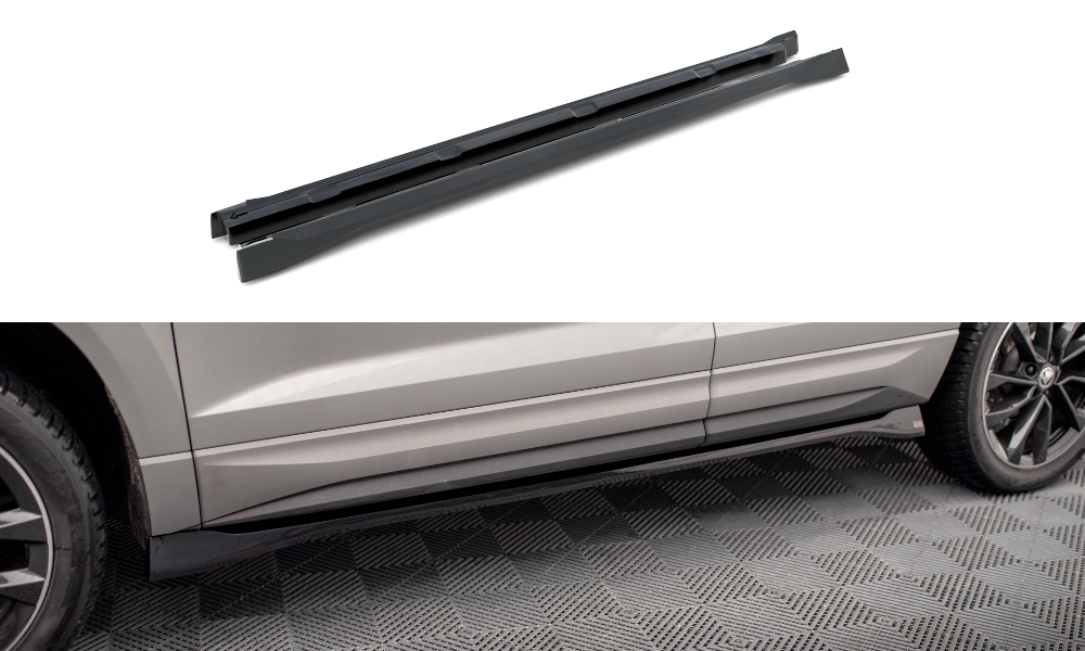 Zijskirts passend voor Skoda Karoq Sportline FL Maxton Glans Zwart