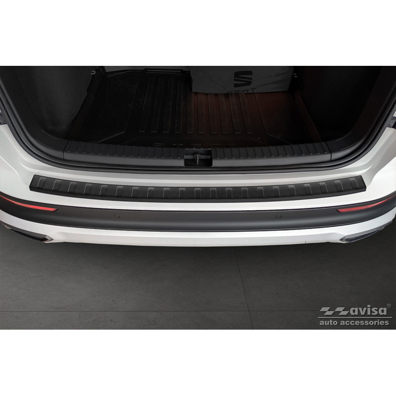 Matt Black Stainless Steel Rear bumper protector  Seat Ateca 2016-2020 & FL 2020- 'Ribs'