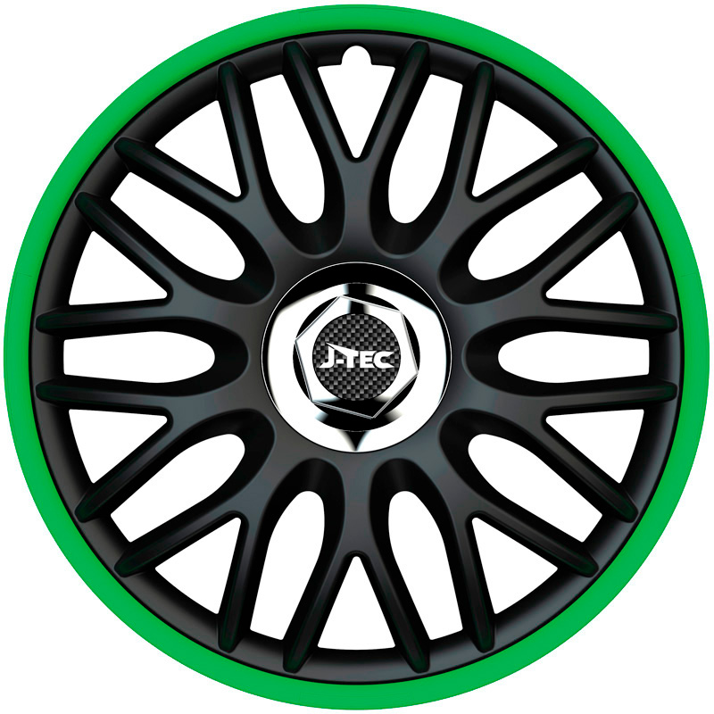 Set J-Tec wheel covers Orden R 15-inch black/green + chrome ring