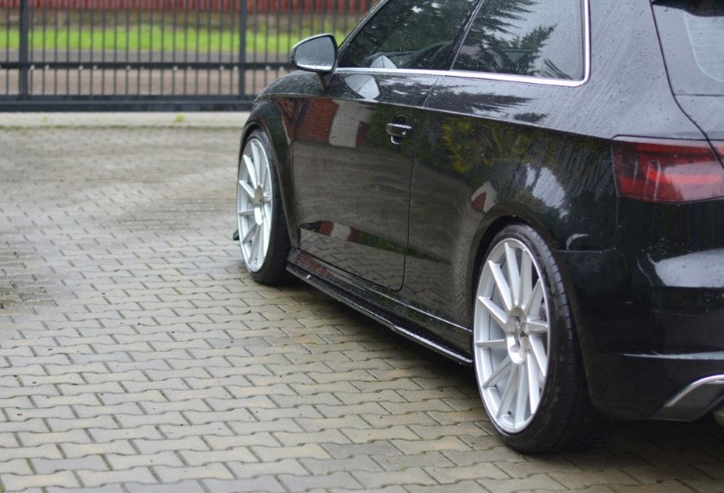 Zijskirts Diffuser passend voor Audi S3 / A3 S- lijn 8V / 8V FL Hatchback glanzend zwart