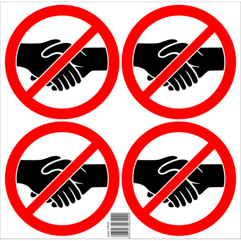 Sticker set Hand shaking forbidden - 4x 15cm