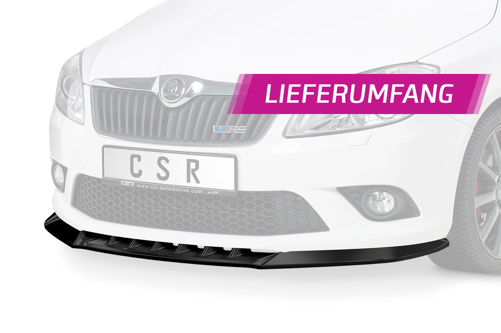 Voorspoiler passend voor Skoda Fabia 2 RS (Typ 5J) 2010–2014 – CSR Automotive – Glans Zwart