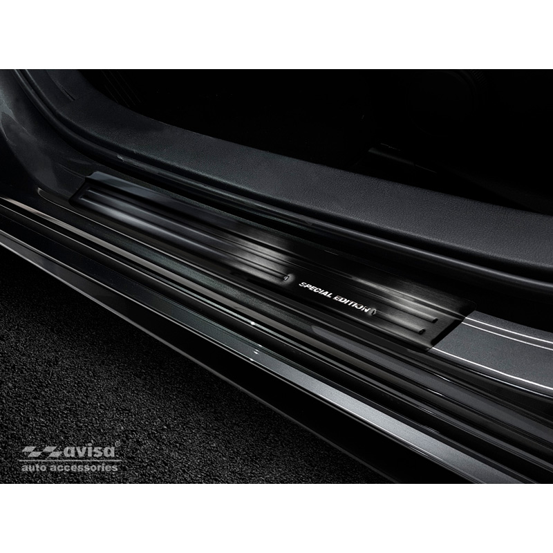 Black Stainless Steel Door sill protectors  Mazda 3 HB 5-doors 2019- - Brushed Steel 'Special Edition' 4-pieces