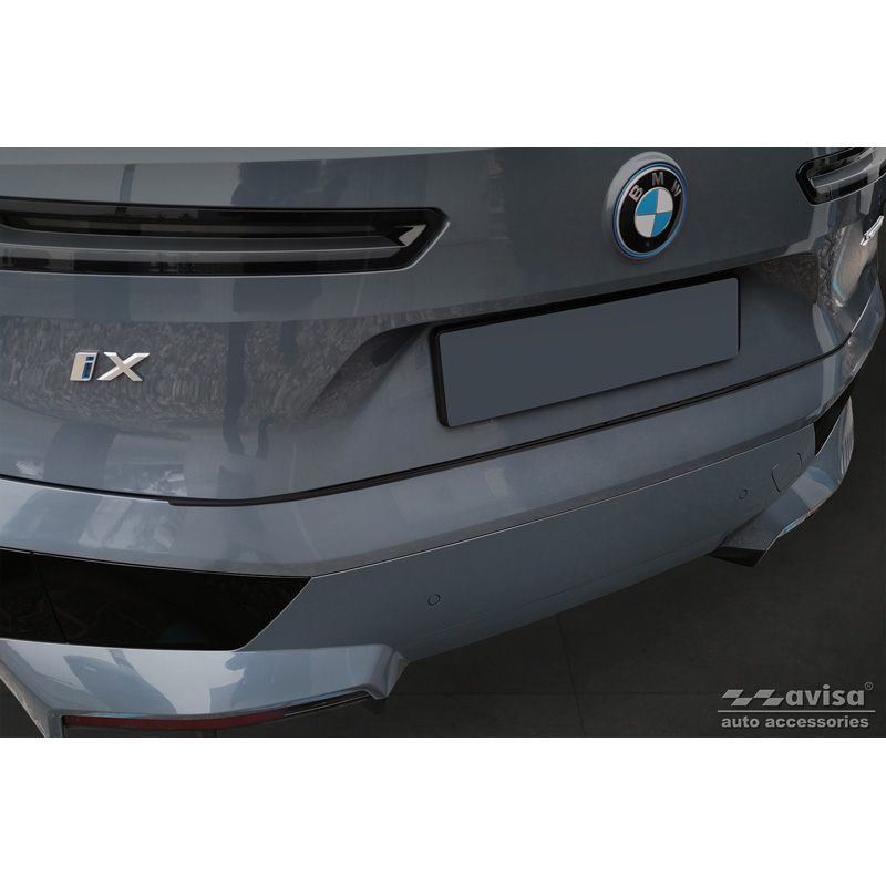 Matt Black Stainless Steel Rear bumper protector  BMW iX (I20) 2021- 'Ribs'