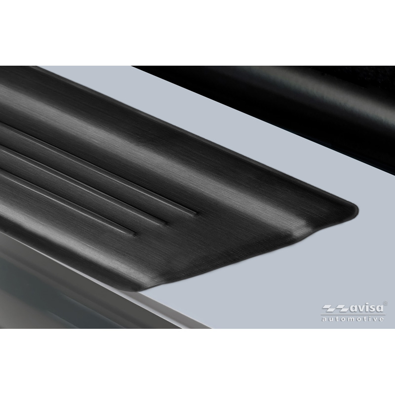 Avisa Black Stainless Steel Door sill protectors  Nissan Qashqai III 2021-2024 & Facelift 2024- - 'Lines' - 4-pieces