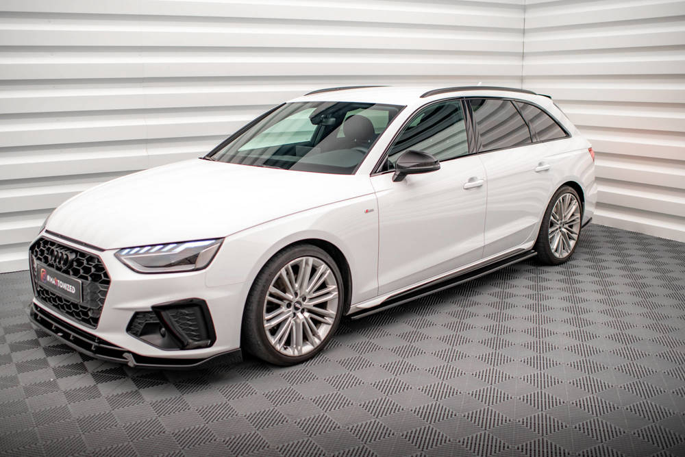 Zijskirts passend voor Audi S4 / A4 S-Line B9 Maxton Glanzend Zwart