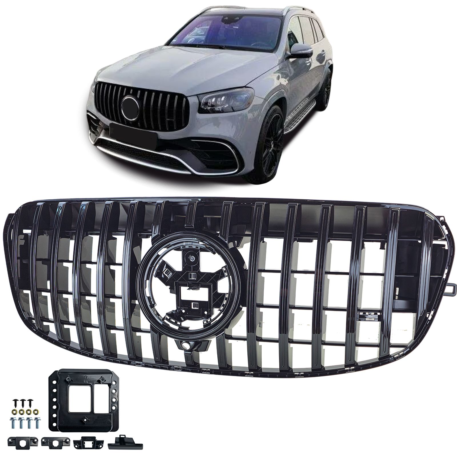 Grill passend voor Mercedes GLS X167 FL 23-.. Glans Zwart