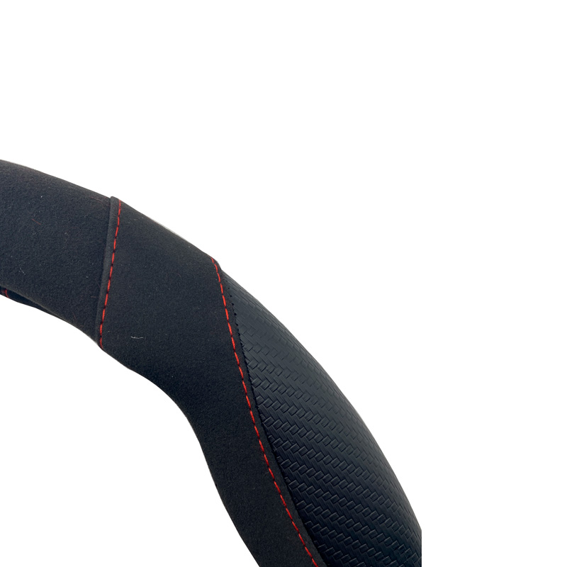 Simoni Racing Steering Wheel Cover Good Vibe R - Black Ecoleather/Microfiber/Carbon Look + Red Inserts - 37-39cm