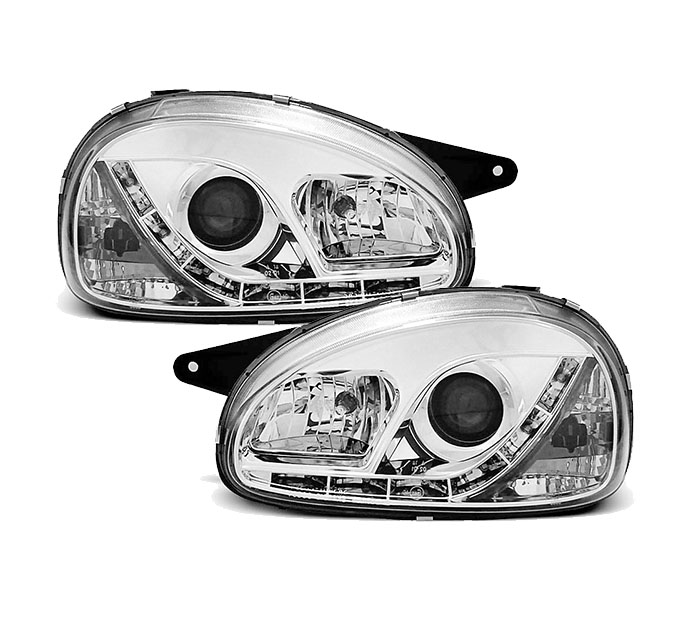 Headlights Opel Corsa B Dayline Devil Eyes Chrome