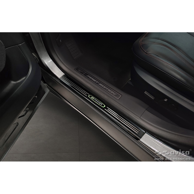 Black Inox door sill protectors  Ford Mustang Mach-E 2020- 'E-Power' - 4-pieces