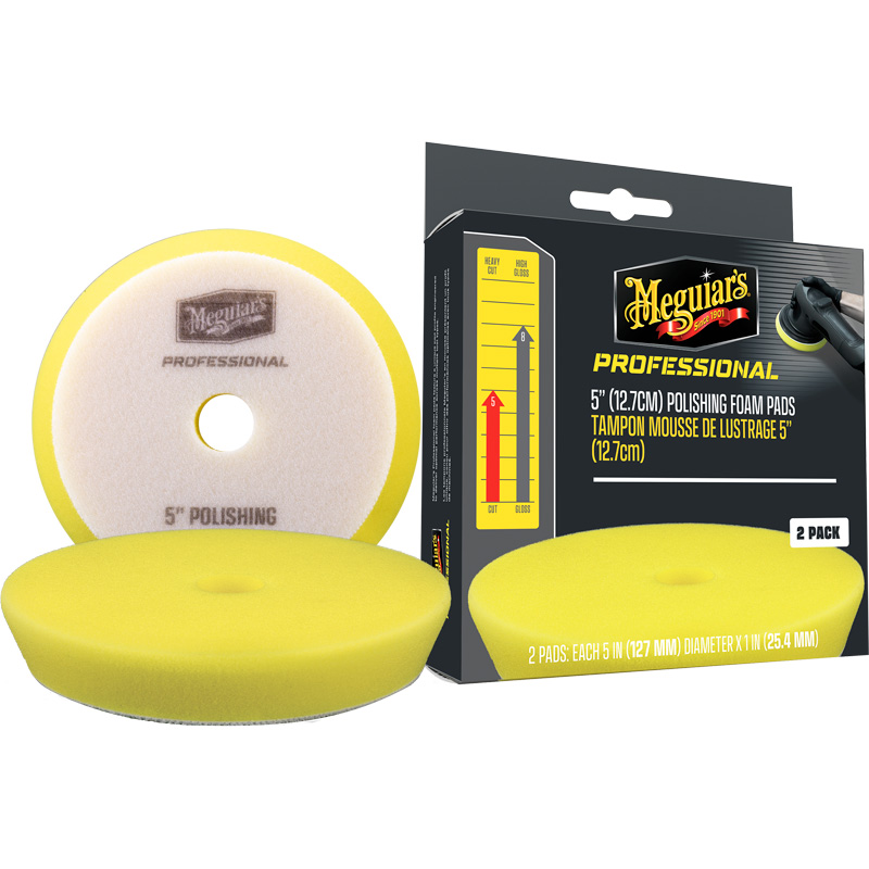 Meguiar's Professional Foam Polishing Pads - 5'' diameter x 1'' (127mm x 25.4mm) - yellow - set of 2