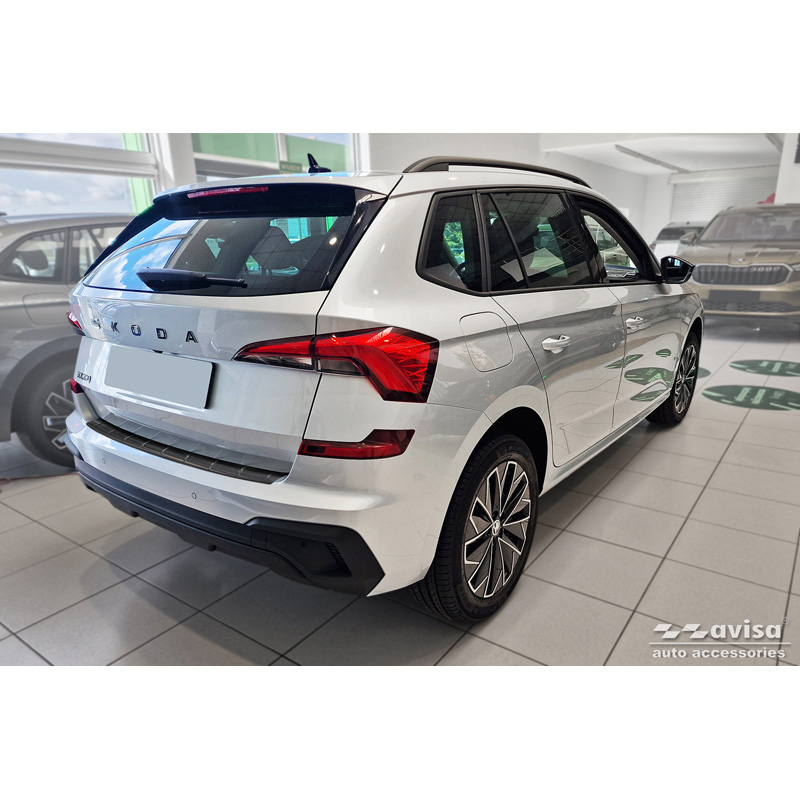 Black Stainless Steel Rear bumper protector  Skoda Kamiq Facelift 2023- 'Ribs'