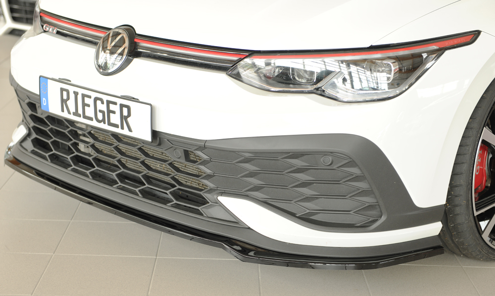 Voorspoiler passend voor Volkswagen Golf 8 GTI Clubsport Rieger Glans Zwart