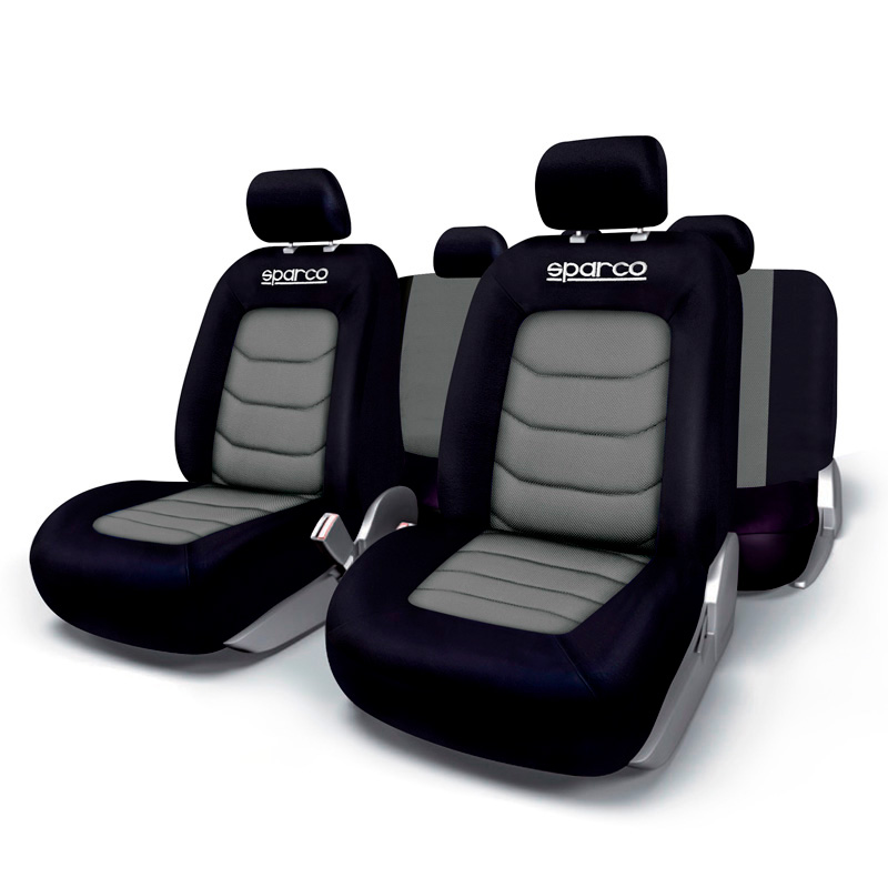 Sparco Seat Cover Set - Black/Grey - 11 pieces