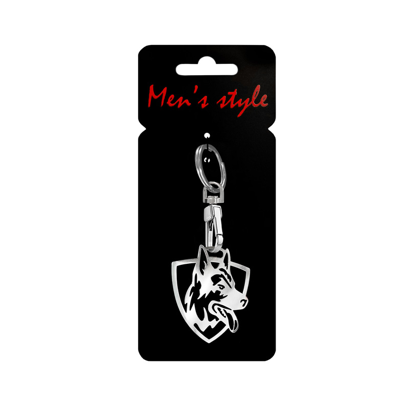 Stainless steel key chain - 'German Shepherd' (Silver)