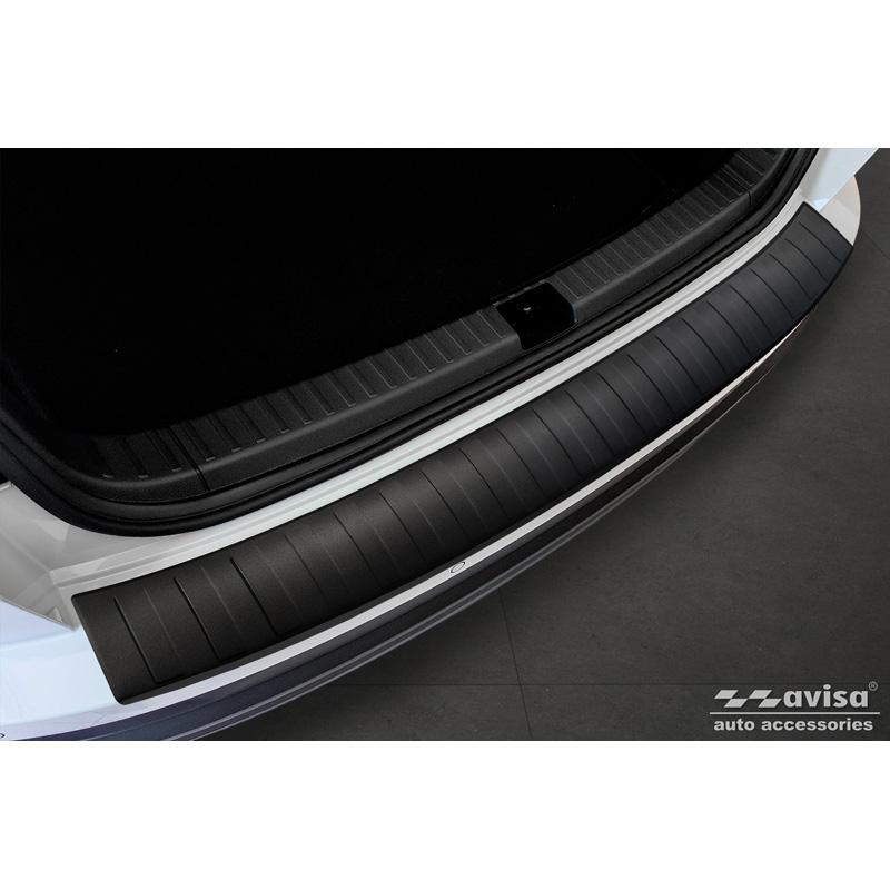 Matt Black Stainless Steel Rear bumper protector  Skoda Karoq Facelift 2022- + Sportline Facelift 2022-  'Ribs'