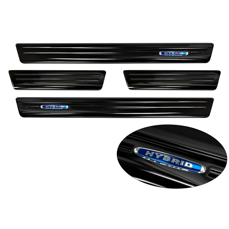 Black Inox door sill protectors  Peugeot 508 II Sedan 2019- 'Hybrid' - 4-pieces