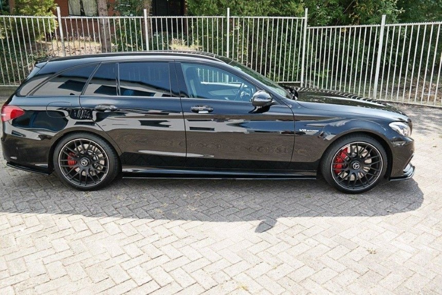 Zijskirts passend voor Mercedes C S205 63AMG Estate Maxton Design glans zwart
