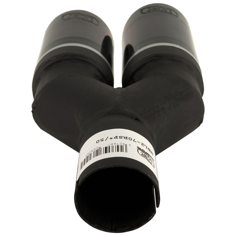 Ulter Sport Exhaust finisher (right) - Double Round Ø70mm - Length 200/180mm - Installation ->50mm - Inox Black