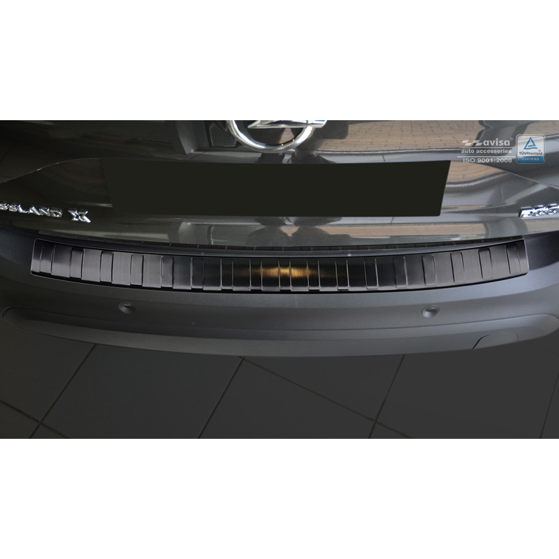 Black Stainless Steel Rear bumper protector  Opel Crossland 2017-2020 & FL 2020- 'Ribs'