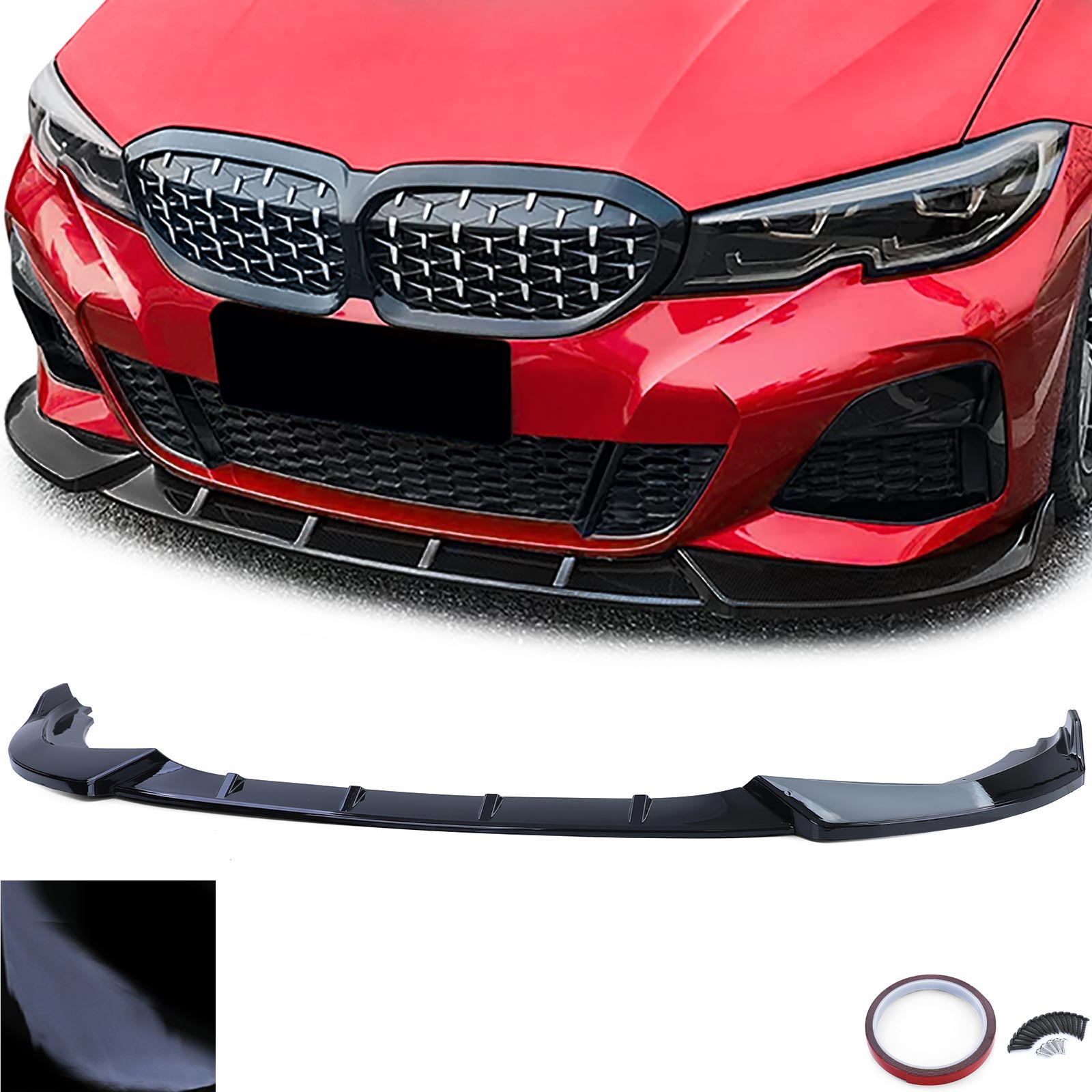 Voorspoiler passend voor BMW 3 Serie G20 Glans Zwart M-Pakket