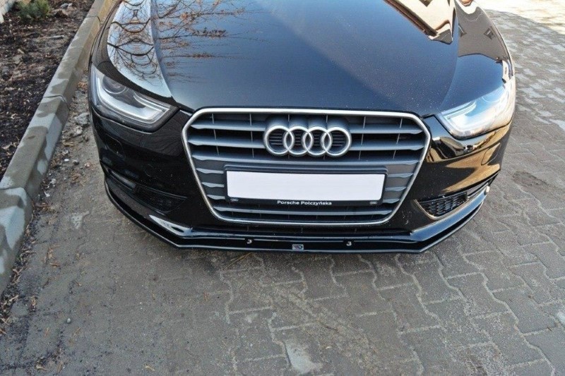 Voorspoiler passend voor Audi A4 B8 FL V.1 Glanzend Zwart