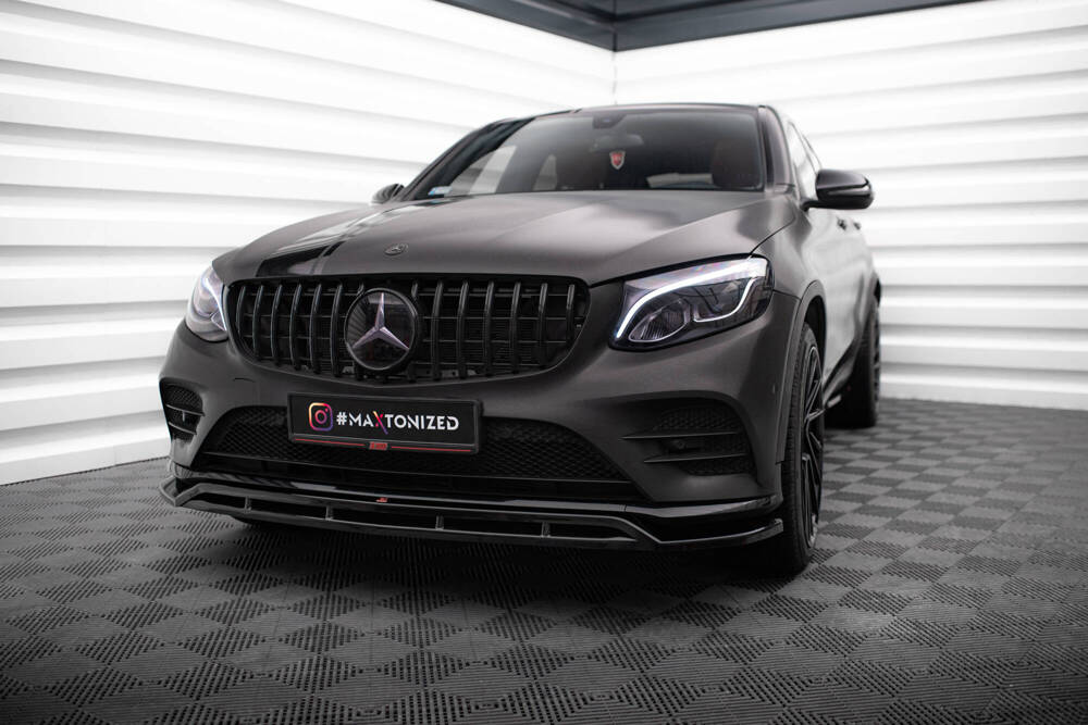 Voorspoiler passend voor Mercedes GLC AMG Pakket X253 Maxton Glans Zwart