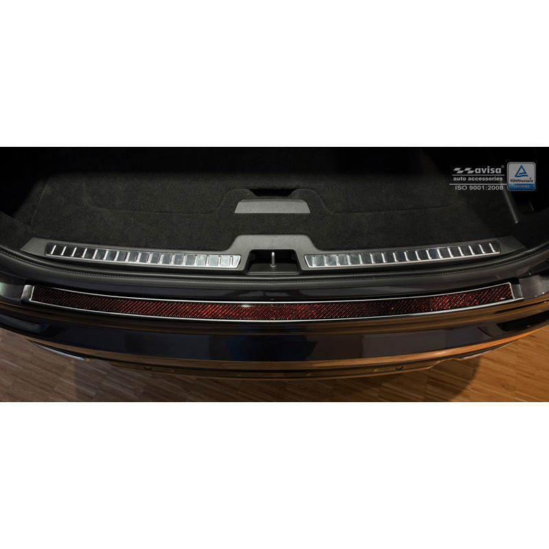 Stainless Steel Rear bumper protector 'Deluxe'  Volvo XC90 2015-2019 & all Facelift models Black/Red-Black Carbon
