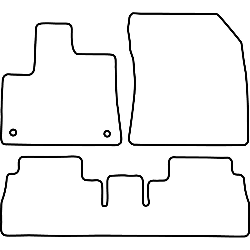 Set velour car mats  Citroën Berlingo Multispace / Opel Combo MPV (Tour) / Peugeot Rifter 2018-9/2019 (3-pieces + round mounting clips)