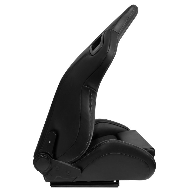 Sport seat 'NK' - Black Synthetic leather + Grey Fabric - Dual-side reclinable back-rest - incl. slides