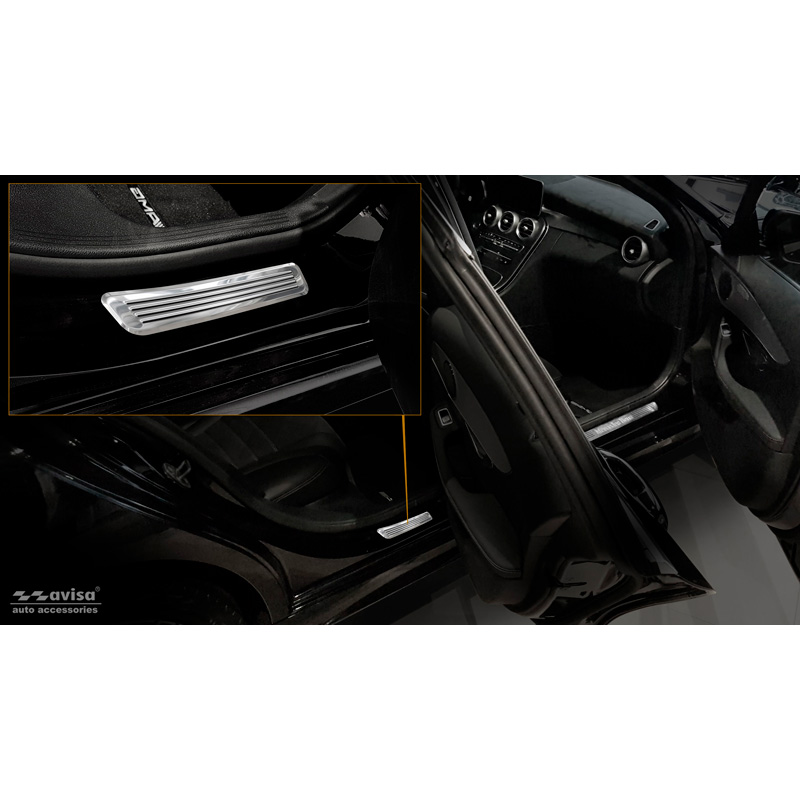 Inox door sill protectors  Mercedes C-Class W205 2014-2019 & FL 2019-2021 & W206 2021- 2-pieces (rear doors)