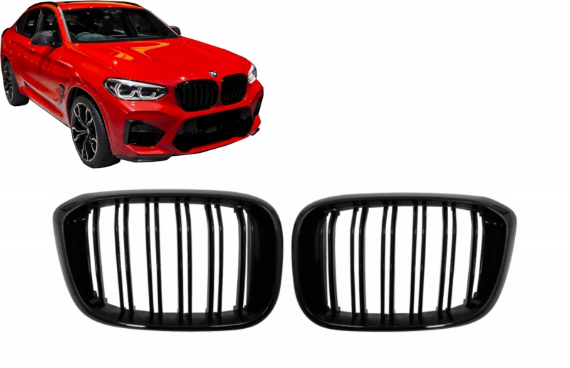 Grill Nieren passend voor BMW X3 G01 / X4 G02 Double Stripe M Design Piano Zwart