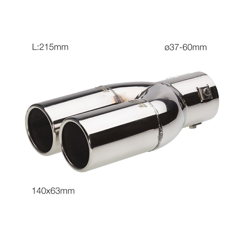Simoni Racing Exhaust Tip Double Round Inox - Ø63xL220mm - Installation ->60mm