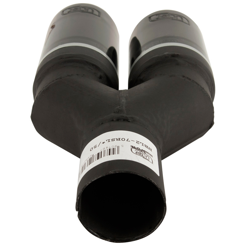 Ulter Sport Exhaust finisher (left) - Double Round Ø70mm - Length 200/180mm - Installation ->50mm - Inox Black