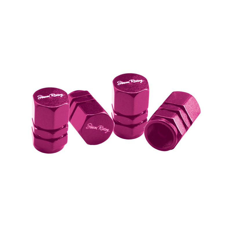 Simoni Racing Valve Caps Hexagonal - Pink - 4 pieces